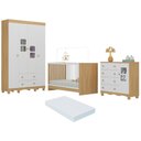 Ver imagem 1 de Quarto de Bebê Completo com Berço 3 em 1 com Colchão Incluso Luna Multimóveis Mp4536 Madeirado/