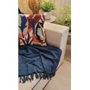 Ver imagem 1 de Manta Xale para sofá e cama 1,50x2,20m AZUL MARINHO tear artesanal decorativa protetora