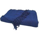 Ver imagem 2 de Manta Xale para sofá e cama 1,50x2,20m AZUL MARINHO tear artesanal decorativa protetora