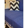 Manta Xale para sofá e cama 1,50x2,20m AZUL MARINHO tear artesanal decorativa protetora - 3