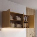 Ver imagem 2 de Ponte Planejada Queen 3 Portas com LED Samambaia CabeCasa MadeiraOriginals Marrom/Carvalho
