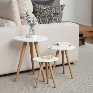 Kit 3 Mesas Laterais de Apoio Pé Palito Sala Branca