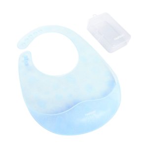 Babador de Silicone Translúcido com Case Azul - Pimpolho