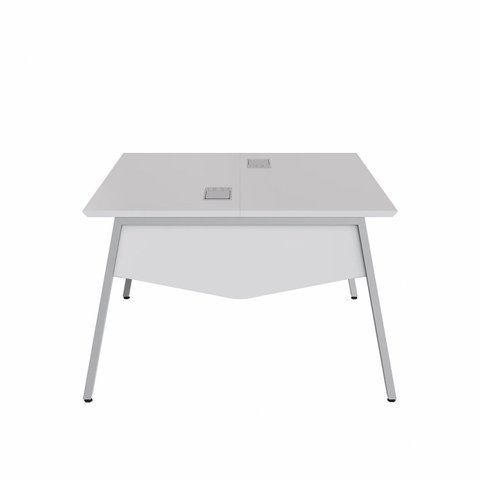 Mesa Escritório Plataforma 2 Pessoas 135cm com Tampo Chanfrado Industrial Executive Cinza
