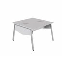 Ver imagem 5 de Mesa Escritório Plataforma 2 Pessoas 135cm com Tampo Chanfrado Industrial Executive Cinza
