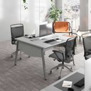 Ver imagem 4 de Mesa Escritório Plataforma 2 Pessoas 135cm com Tampo Chanfrado Industrial Executive Cinza