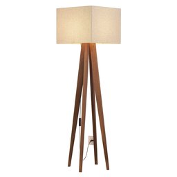 Luminária de Chão Abajur de Piso com Cúpula Quadrada e Pés de Madeira Luxo Palha - 2