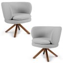 Ver imagem 1 de Kit 2 Poltronas Decorativas Melissa Base Giromad Giratória C-315 Linho Cinza Claro - Domi