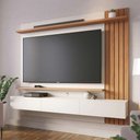 Ver imagem 2 de Home Railay Decorativo Ripado Painel Suspenso 180cm p/TV até 65 Polegadas Offwhite/Freijó G73 - Gran