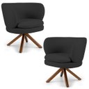 Ver imagem 1 de Kit 2 Poltronas Decorativas Melissa Base Giromad Giratória C-465 Linho Chumbo - Domi