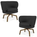 Ver imagem 1 de Kit 2 Poltronas Decorativas Melissa Base Ka Giratória Castanho C-465 Linho Chumbo - Domi