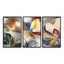 Ver imagem 2 de Kit com 3 Quadros Decorativos 30x50 Cm Floral Estilizado Contemporâneo com Moldura Retangular Preta