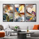 Ver imagem 1 de Kit com 3 Quadros Decorativos 30x50 Cm Floral Estilizado Contemporâneo com Moldura Retangular Preta