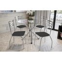 Ver imagem 1 de Conjunto: Mesa de Cozinha Volga c/ Tampo de Vidro 95cm + 4 Cadeiras Portugal Cromada - Assento Preto