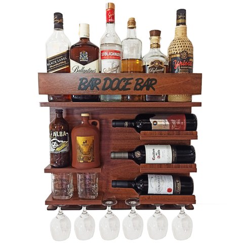 Barzinho Adega Parede - Bar Doce Bar - 54 x 51 Imbuia