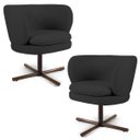 Ver imagem 1 de Kit 2 Poltronas Decorativas Melissa Base Xis Giratória C-465 Linho Chumbo - Domi