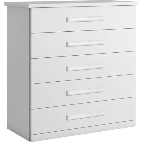 Cômoda para Quarto 5 Gavetas Corrediças Telescópicas - Toronto-branco - Bianchi Móveis