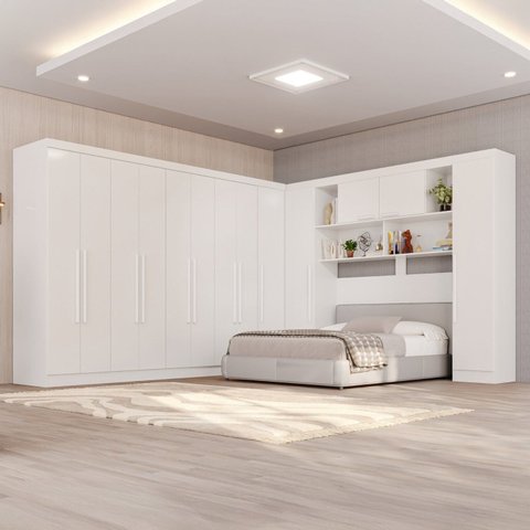 Guarda-Roupa de Canto Modulado 11 Portas 4 Gavetas Portugal Branco