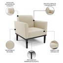 Ver imagem 3 de Poltrona Decorativa Base Madeira Preto Maressa Suede Bege - Ibiza