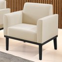Ver imagem 2 de Poltrona Decorativa Base Madeira Preto Maressa Suede Bege - Ibiza