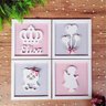 Kit 4 Quadros Menina com figuras e nome em relevo Mdf laminado - 2