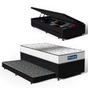 Ver imagem 1 de Cama Box Baú com Colchão de Molas Ensacadas Double Face Essence Probel + Auxiliar Solteiro 88cm