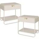 Ver imagem 1 de Kit 02 Mesas de Cabeceira Industrial Orgânico 1 Gaveta 60cm Alek A03 Off White - Lyam Decor
