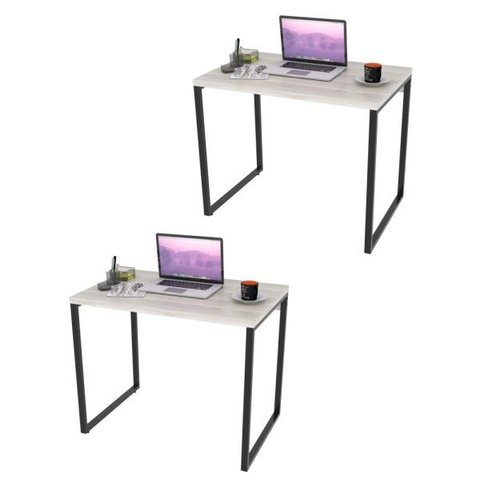 Kit 2 Mesas de Escritório Office 90cm Estilo Industrial Prisma C08 Snow - Mpozenato