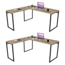 Ver imagem 1 de Kit 2 Mesas de Escritório Office em L 150x150cm Estilo Industrial Prisma C08 Carvalho - Mpozenato