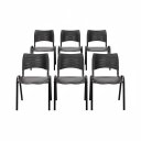 Ver imagem 1 de Conjunto 6 Cadeiras Empilháveis Iso Reforçada para Recepção Cor Preta - Combo Stock