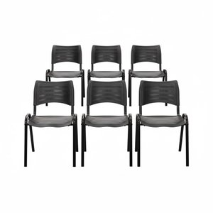 Conjunto 6 Cadeiras Empilháveis Iso Reforçada para Recepção Cor Preta - Combo Stock