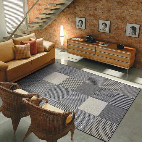 Tapete New Búzios Patchwork 2,00x2,50m Cinza Sisal Sintético