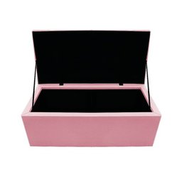Calçadeira Baú Estofada Mel 90cm Solteiro com Capitonê Suede Rosa Bebê - 4