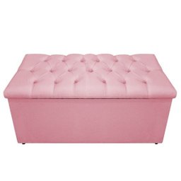 Calçadeira Baú Estofada Mel 90cm Solteiro com Capitonê Suede Rosa Bebê - 2