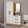 Guarda Roupas Solteiro Com Cômoda Espelho 2 Portas 3 Gavetas Melina Freijó / Off White - 1