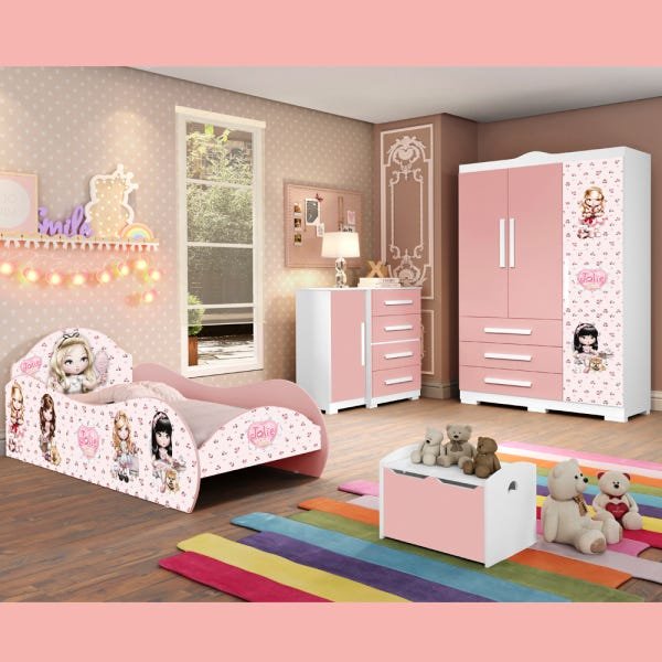 Jogo De Quarto Infantil Menina Jolie Rosa