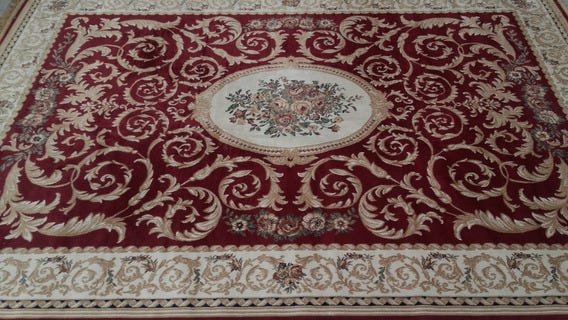 Tapete Quarto Belga Clássico 1,00 x 1,40 Vermelho Bege Verde Medalhão Buchara - 2