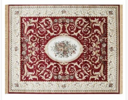 Tapete Quarto Belga Clássico 1,00 x 1,40 Vermelho Bege Verde Medalhão Buchara - 1