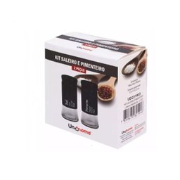 Kit 2 Peças Saleiro Pimenteiro em Aço Inox 11cm Preto Unyhome. - 2