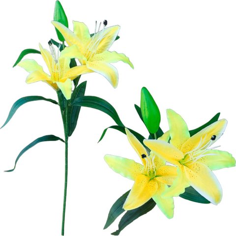 Kit 10 Plantas Artificiais Lírio Amarelo Enfeite Jardim 73cm