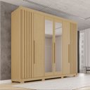 Ver imagem 1 de Guarda-Roupa Casal com Pés e Espelho 100% MDF 6 Portas 6 Gavetas Granada Premium Marrom/Jequitiba