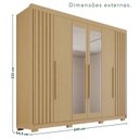 Ver imagem 3 de Guarda-Roupa Casal com Pés e Espelho 100% MDF 6 Portas 6 Gavetas Granada Premium Marrom/Jequitiba
