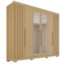 Ver imagem 2 de Guarda-Roupa Casal com Pés e Espelho 100% MDF 6 Portas 6 Gavetas Granada Premium Marrom/Jequitiba