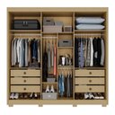 Ver imagem 4 de Guarda-Roupa Casal com Pés e Espelho 100% MDF 6 Portas 6 Gavetas Granada Premium Marrom/Jequitiba