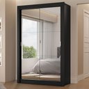 Ver imagem 1 de Guarda-roupa Solteiro 2 Portas de Correr com Espelhos 2 Gavetas Preto Vivare Madesa