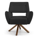 Ver imagem 3 de Kit 2 Poltronas Decorativas Melli Base Giromad Giratória C-465 Linho Chumbo - Domi
