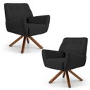 Ver imagem 1 de Kit 2 Poltronas Decorativas Melli Base Giromad Giratória C-465 Linho Chumbo - Domi