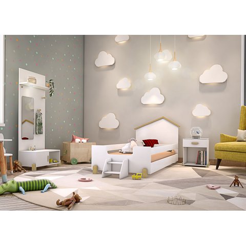 Mini Cama Casa Infantil Ayla com Escada com Colchão