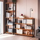 Ver imagem 2 de Estante Modular para Sala de Estar 185cm x 55cm x 29cm Marrom/Freijó/Preto