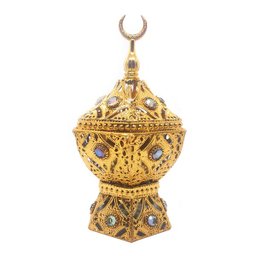 Turíbulo Sacro Defumador Divino Metal Dourado com Pedras - 1